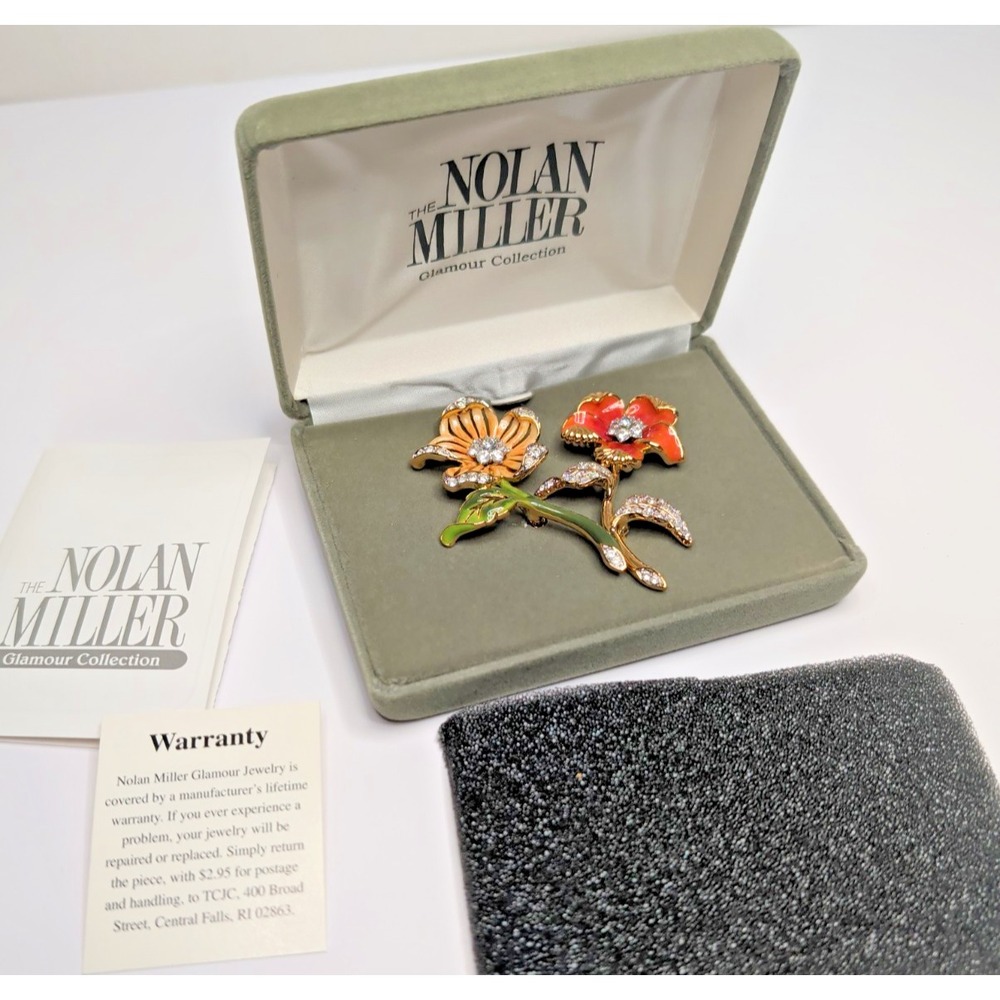 Nolan Miller Glamour Collection Country Garden Flower Pin Brooch Set 2 New